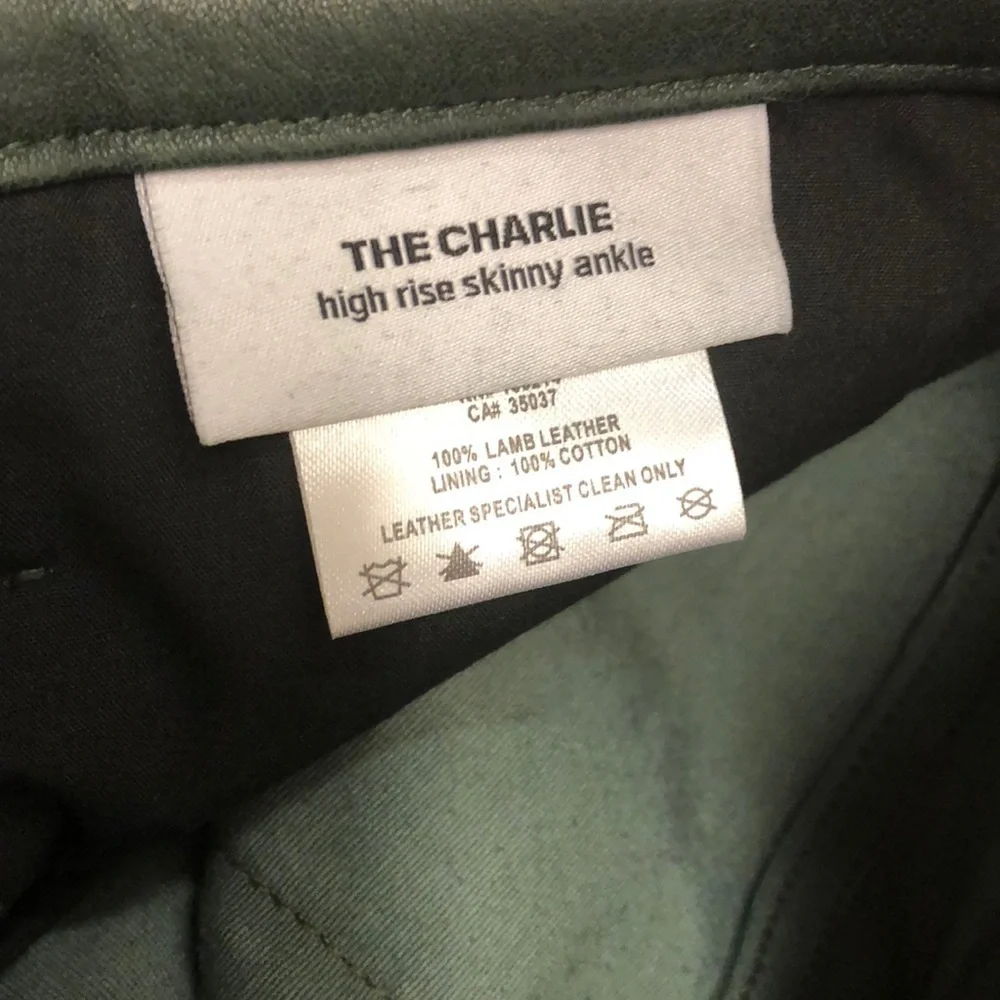 Leather JOE'S The Charlie Burnt Jade Skinny Sz 28 Camo Green - Picture 5 of 6